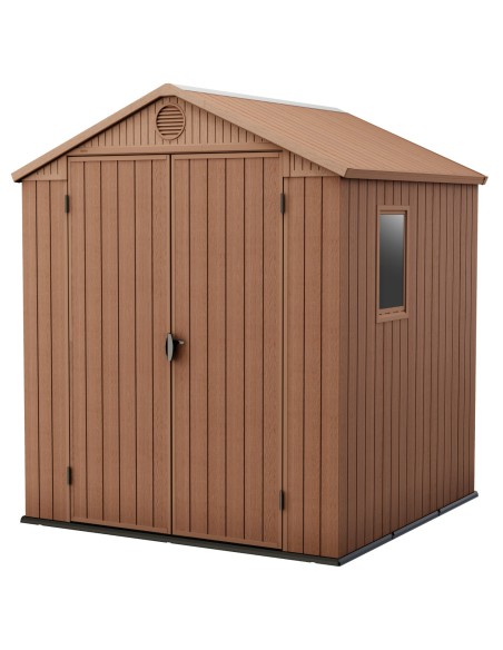 Brązowy domek narzędziowy do ogrodu brązowy 6x6 Keter Darwin 7290112634054