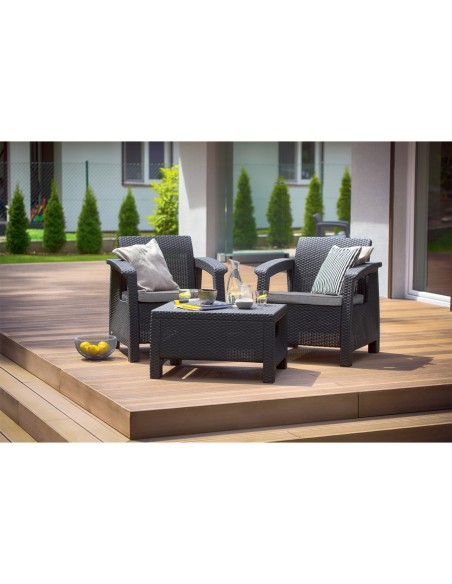 Piękny zestaw mebli balkonowych Keter Corfu Weekend 2 x fotel + stolik 3253929119149 4