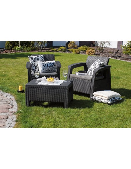 Piękny zestaw mebli balkonowych Keter Corfu Weekend 2 x fotel + stolik 3253929119149 5