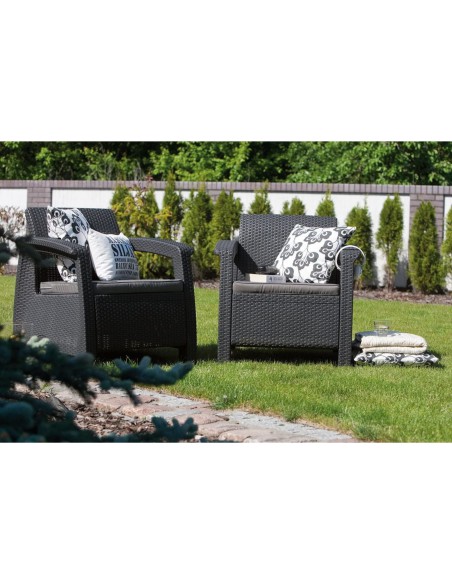 Piękny zestaw mebli balkonowych Keter Corfu Weekend 2 x fotel + stolik 3253929119149 6