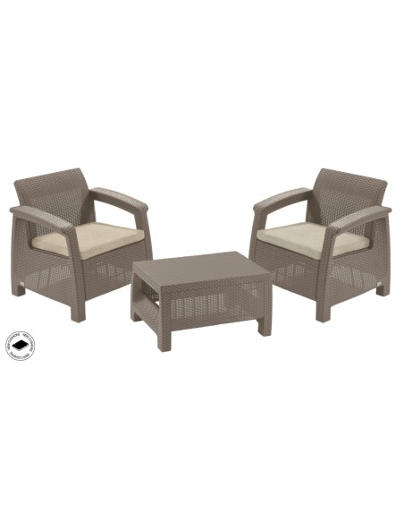 Wygodny komplet mebli na balkon Keter Corfu Weekend 2 fotele i stolik 3253929119194