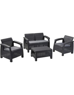 Funkcjonalny zestaw mebli ogrodowych Keter Corfu 2 fotele, sofa i stolik kawowy 3253929117169 2