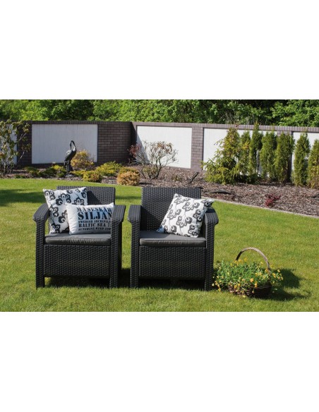 Funkcjonalny zestaw mebli ogrodowych Keter Corfu 2 fotele, sofa i stolik kawowy 3253929117169 6