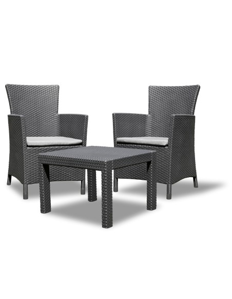 Grafitowy zestaw mebli balkonowych Keter Rosario 2 fotele i stolik kawowy 8711245129426 2