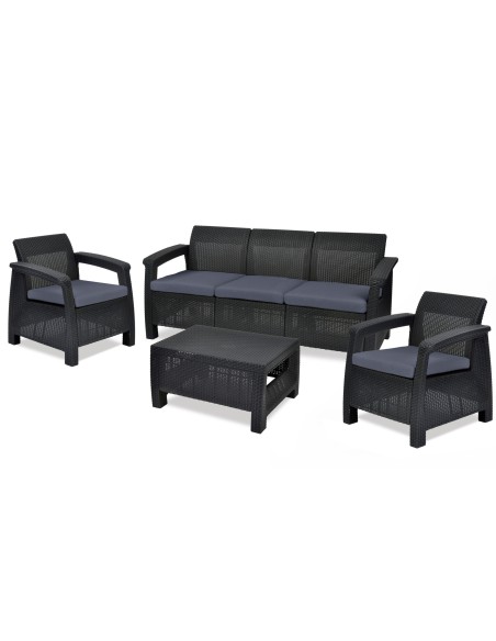 Sofa do ogrodu dla 3 osób grafitowa Keter Corfu Love Seat Max 3253929120015 5