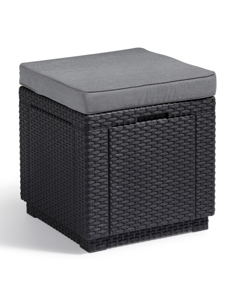 Wielofunkcyjna pufa ze schowkiem i poduszką Keter Cube grafitowa, 42x42x45cm 8711245128986 17