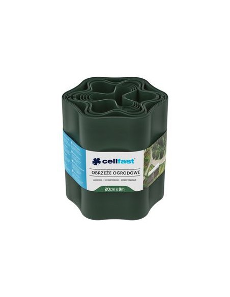 Ciemnozielone obrzeże ogrodowe Cellfast 20 cm x 9 m 5901828850851