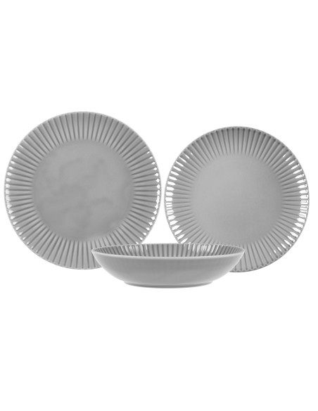 Szary zestaw obiadowych talerzy Lubiana Daisy Cloud 18 elementów 5900245761306