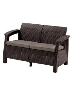Keter Corfu Sofa ogrodowa dla 2 osób technorattan brązowa 3253929115165