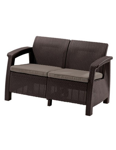 Keter Corfu Sofa ogrodowa dla 2 osób technorattan brązowa 3253929115165