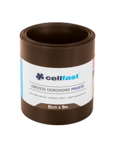 Brązowe proste obrzeże ogrodowe Cellfast 15 cm x 9,0 m 5907553505585