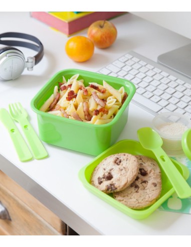 Zielony lunchbox ze sztućcami 1,1l Curver 3253920950000 3