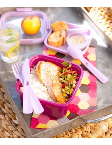 Fioletowy lunchbox ze sztućcami 1,1l Curver 3253920950024 2