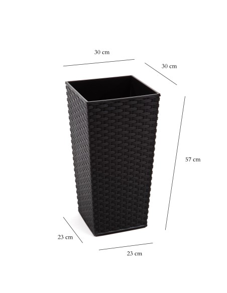 Rattanowa donica Finezja Lamela wysoka, czarna 30x30x57cm 5900119045747 2