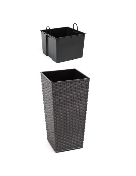 Rattanowa donica Finezja Lamela grafit, 35x35x68 cm 5900119505760