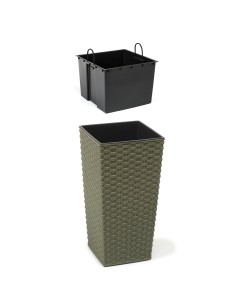 Klasyczna donica Finezja Eco Wood Lamela, leśny zielony 5900119428236