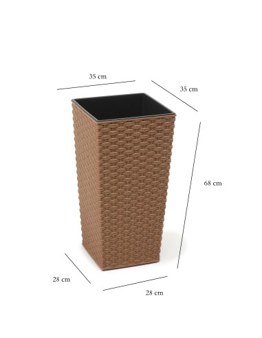 Rattanowa donica Finezja Eco Wood Lamela o kolorze naturalnego drewna, 35x35x68cm 5900119388240 2