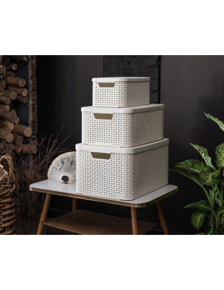 30l koszyk z pokrywką do przechowywania Curver Rattan Style - Pudełka i koszyki 30l koszyk z pokrywką do przechowywania Curver Rattan Style 3253923619027 5
