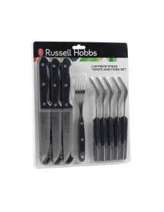 Wysokiej jakości zestaw noży i widelców do steków Russell Hobbs 12 elementów 5054061297911 2