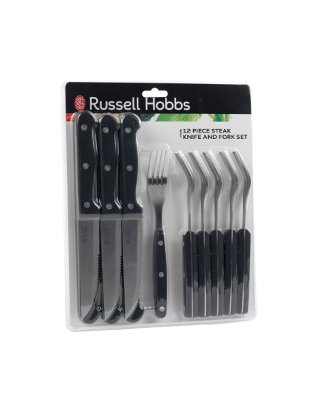 Wysokiej jakości zestaw noży i widelców do steków Russell Hobbs 12 elementów 5054061297911 2