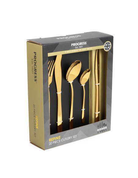 Złoty zestaw sztućców Progress Refine dla 4 osób, 20 elementów 5054061365078 4