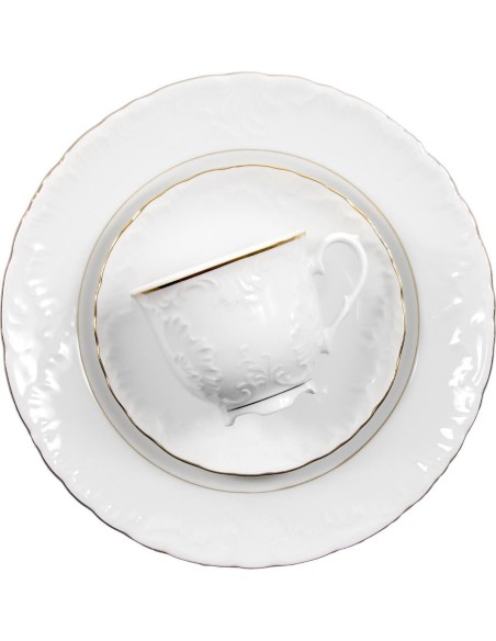 Serwis kawowo-herbaciano-deserowy dla 6 osób 21 elementów Ćmielów Rococo Złota Linia 5902767071024 7