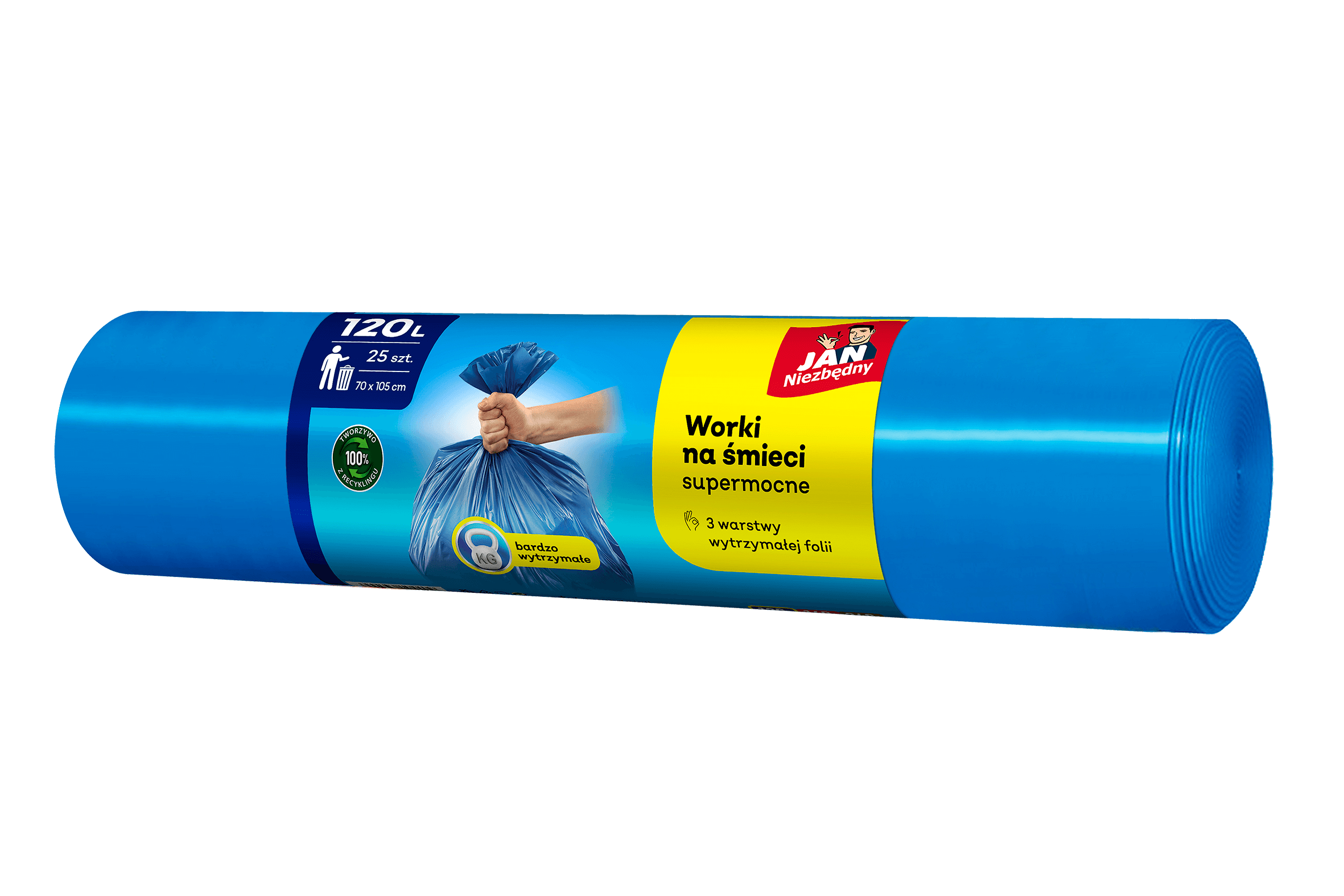 Solidne worki na śmieci Jan Niezbędny 120L 25 szt.