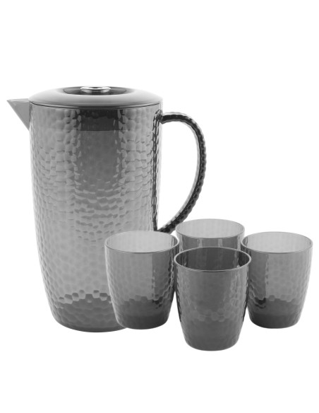 Szare szklanki plastikowe 4 x 250ml + dzbanek plastikowy 2L Cambridge - Kubki i filiżanki Szare szklanki plastikowe 4 x 250ml + dzbanek plastikowy 2L Cambridge
