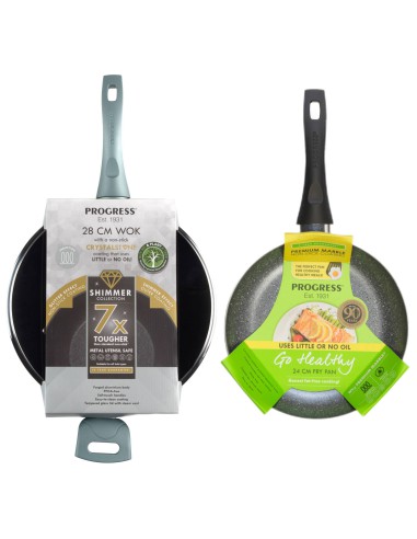 Zestaw patelnia Progress Wok 28cm + patelnia Progress FryPan 24 cm GRATIS 