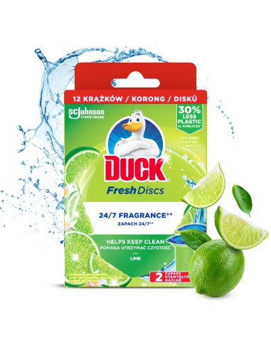 Zapas krążków do toalety o zapachu limonkowym Duck Fresh Discs 2x36ml - Zawieszki i krążki do WC