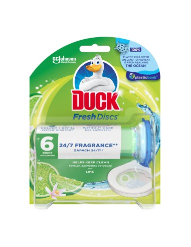 Żelowe krążki do toalety o zapachu limonkowym Duck Fresh Discs - Zawieszki i krążki do WC