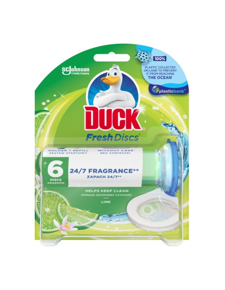 Żelowe krążki do toalety o zapachu limonkowym Duck Fresh Discs 