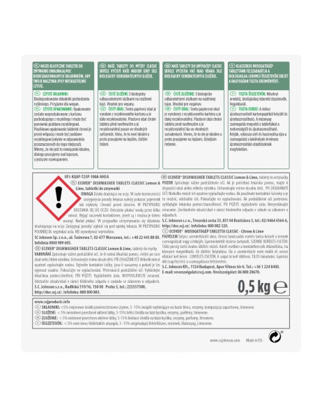 Klasyczne tabletki do zmywarki ECOVER cytryna i limonka 25 szt. 5000204254792 2