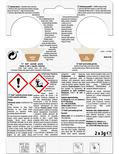 Żelowe zawieszki przeciw molom o zapachu cedrowym 2 szt. Raid 4000290902844 2