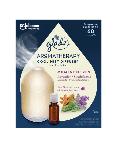Dyfuzor elektryczny Glade Aromatherapy Cool Mist Diffuser z zapachem Moment of Zen 5000204220049
