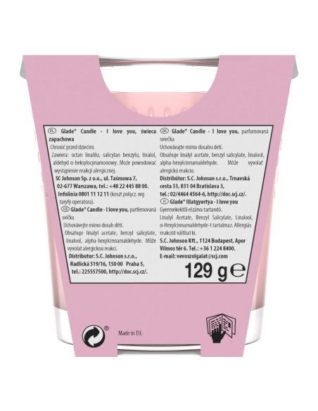 Świeca zapachowa Glade I love you 129g - Świece zapachowe Świeca zapachowa Glade I love you 129g 5000204230505 2