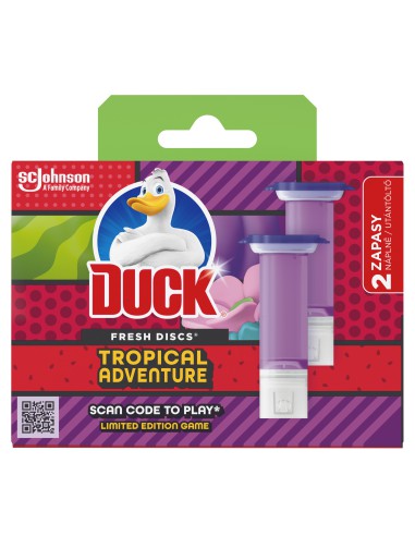 Podwójny zapas żelowych krążków do WC Duck Fresh Discs Tropical Adventure 2x36ml 5000204345117