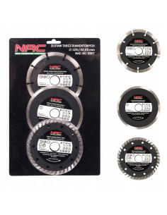 Wielofunkcyjny zestaw 3 tarcz diamentowych NAC DC-3SET 125mm/22,23mm 5902490787599