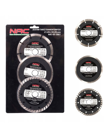 Wielofunkcyjny zestaw 3 tarcz diamentowych NAC DC-3SET 125mm/22,23mm 5902490787599