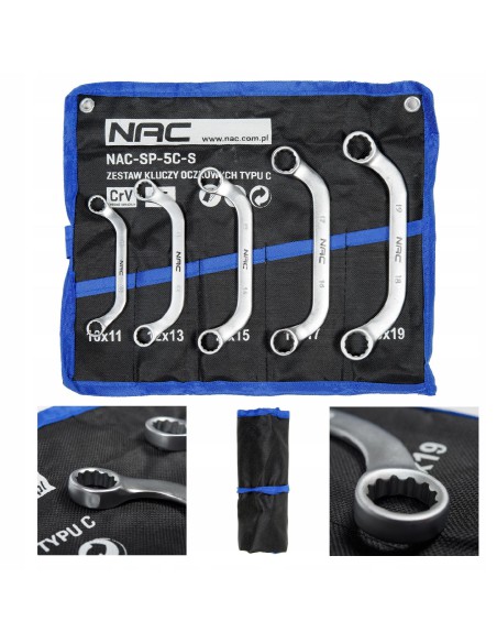 Zestaw kluczy oczkowych do pomp i rozruszników NAC SP-5C-S 10-19 mm 5902490787643 2