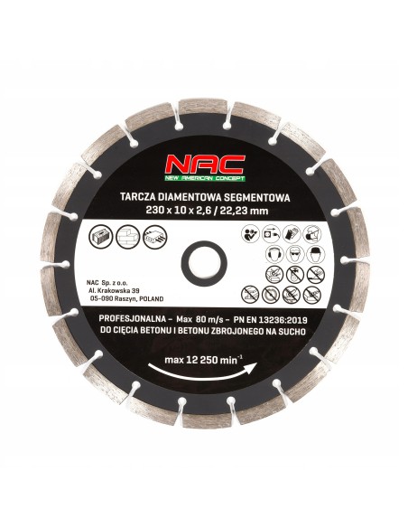 Wytrzymałe 2 tarcze diamentowe NAC DC-2SET 230mm/22,23mm 5902490788527 3