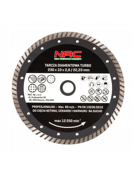 Wytrzymałe 2 tarcze diamentowe NAC DC-2SET 230mm/22,23mm 5902490788527 4