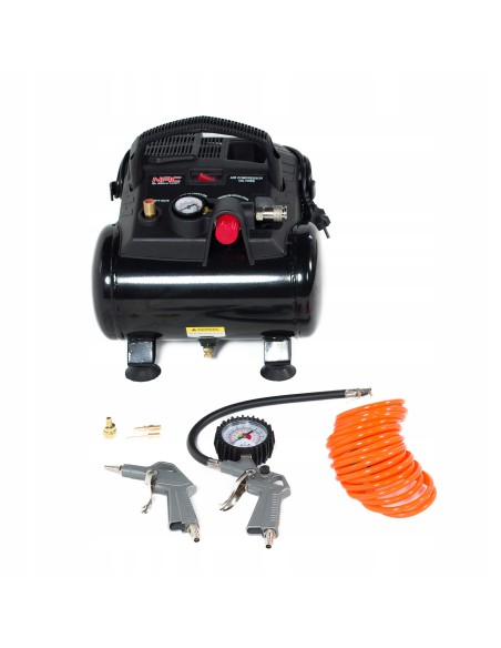 Kompaktowy kompresor bezolejowy NAC OFC-6-12-K-GT z zestawem akcesoriów pneumatycznych 5902490743168 2