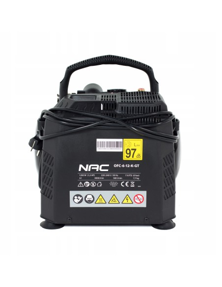 Kompaktowy kompresor bezolejowy NAC OFC-6-12-K-GT z zestawem akcesoriów pneumatycznych 5902490743168 7