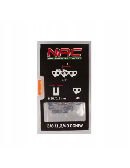 Wytrzymały na rozciąganie i tępienie łańcuch tnący do piły pilarki łańcuchowej NAC 10" 25cm 3/8x1,3 40 ogniwek 5902490726048