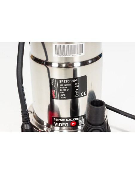 Funkcjonalna pompa zatapialna do brudnej wody NAC SPE100HI-L 1000W 5902490742611 3