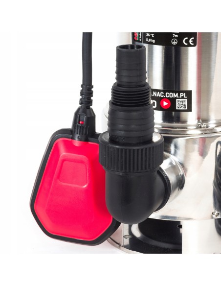 Wytrzymała pompa zatapialna do brudnej wody NAC SPE75INOX-L 750W 5902490742628 4