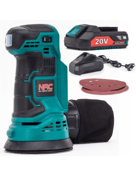 Wydajna szlifierka mimośrodowa NAC OS-125-LI-ST-20V + akumulator 2Ah + ładowarka 5902490747227
