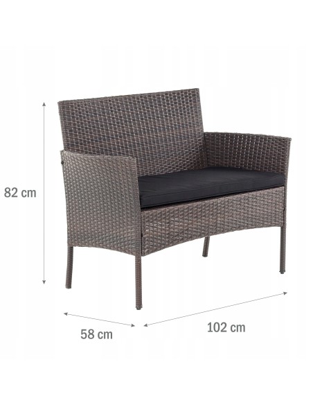 Brązowy zestaw mebli do ogrodu PRESTO Meven sofa + 2 x fotel + stolik 5902490785960 11