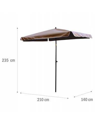 PARASOL OGRODOWY PLAŻOWY ŁAMANY 210X140 CM MOKKA 5902490786820 5